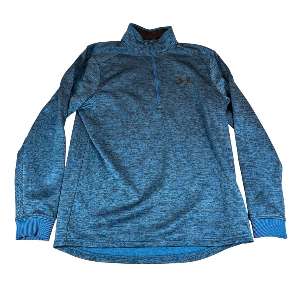 Under Armour Pullover Mens Medium Blue ColdGear Quarter Zip Loose Fit Athletic